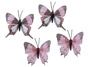 Dark Pink Butterflies on Clip - Pk.4 