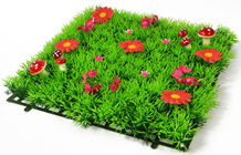 Luxury Grass Mat Square with Red Flowe 