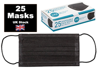 25 Pcs Black Disposable Face Mask 