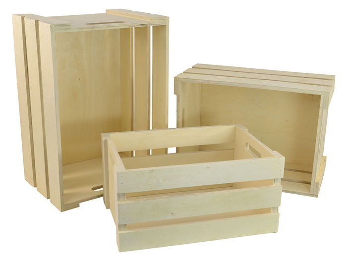 Natural Wooden Crate Set Display Boxes Balls Shelves