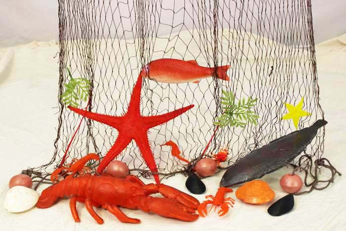 Fishing Net With Plastic Sea Creatures - Fish Seafood