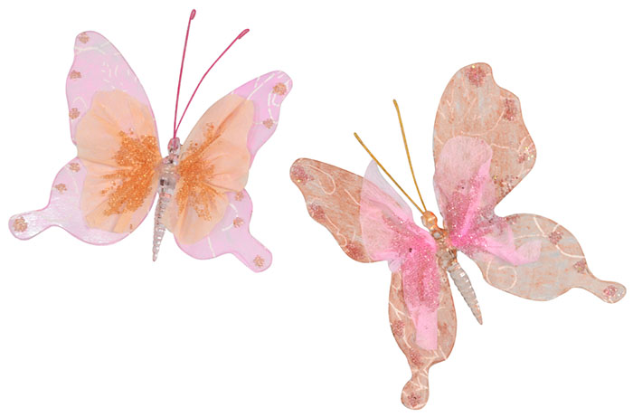 Vintage Style Pink Butterflies - 12cm  