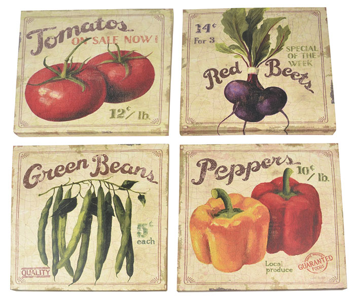 Vegetable Canvas Paintings - 4 Assorted% 