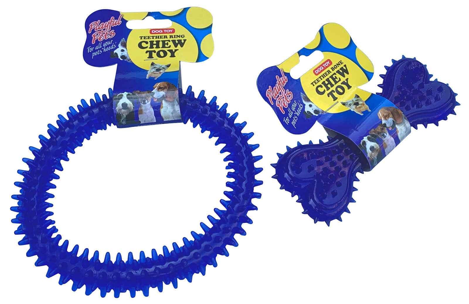 Dog Chew Toy Teether Ring and Teether Bone Set of 2 Blue Homeware Gifts