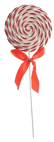 Small White & Red Swirl Lollipop 