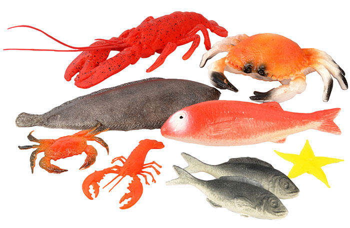 Assorted Plastic Fish Sea Creatures 9 Pcs - Fish Seafood