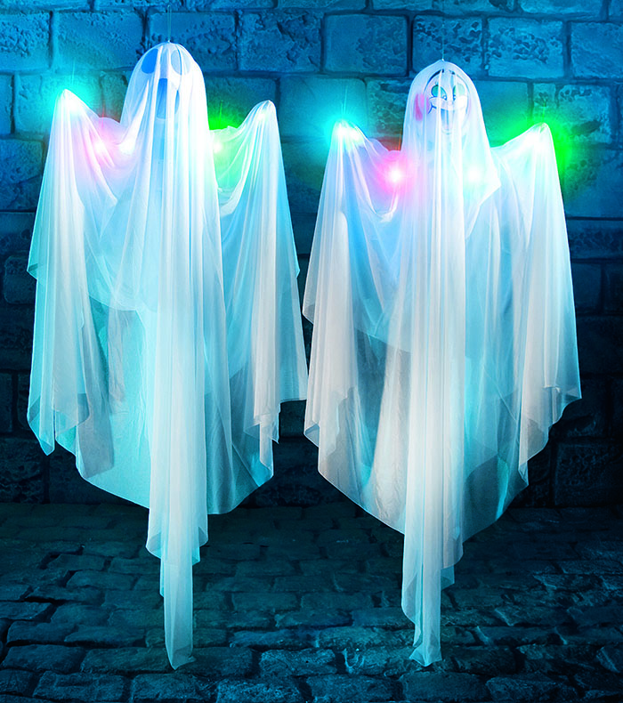 Hanging LightUp Ghost 153M 2 Asstd 1 Supplied - Ghost Ghouls Monsters