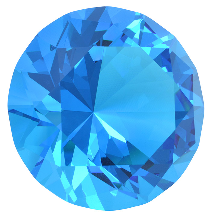 60mm Aquamarine Diamond Cut K9 Crystal Glass Gem - Fake Gem Stones ...