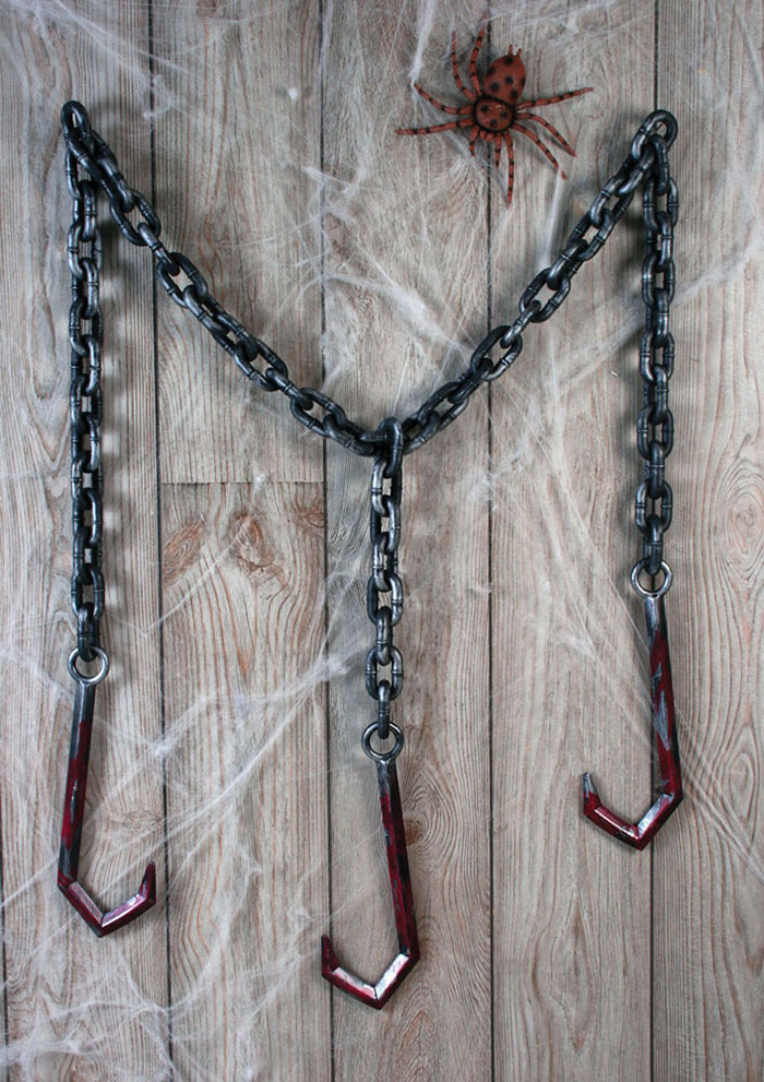 3 Meat Hooks with Chains 