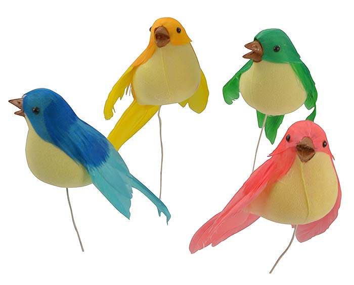 Coloured Birds Perching - Set of 4 