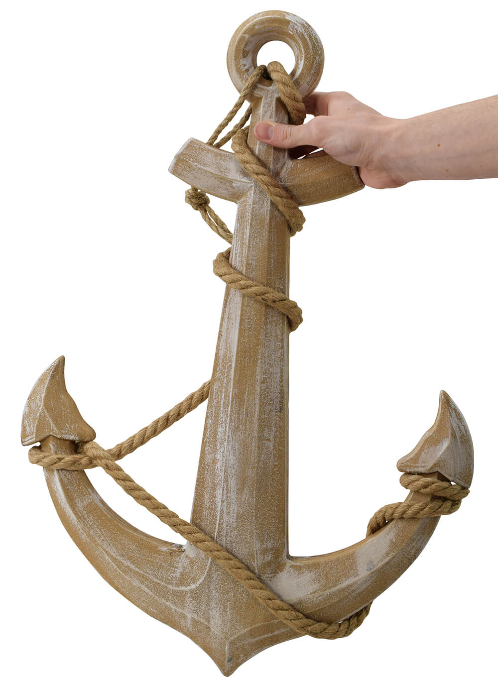 Wooden Anchor with Rope Seaside Nautical Props