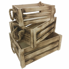 Wooden Crates with Rope Handles, Set of 3