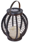 Rounded Rattan Solar LED Candle Lantern 