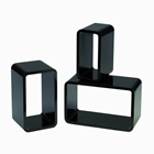 SET OF 3 BLACK RECTANGLE DECORATION BO 