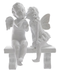 Cherub and Fairy on Bench Ornament