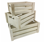 Natural Wooden Crates, Set of 3