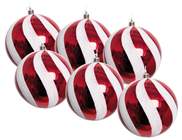 Red & White Candy Swirl Baubles -  