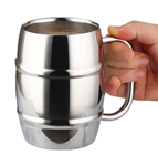 Silver Coloured Curve Sided Beer Tankard 
