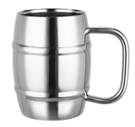Silver Coloured Curve Sided Beer Tankard 