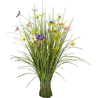 Freestanding Grass with Multi-Coloured Flo 
