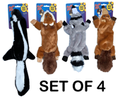 Unstuffed Squeaky Pet Toy Animals, Set 