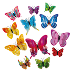 Assorted Coloured 3D Butterflies - Pk.12 