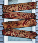 Haunted Window Boards with Blood Words 