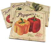 Vegetable Canvas Paintings - 4 Assorted 28 x 28cm