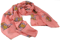 Coral Sleepy Owl Scarf 