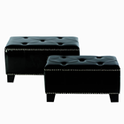 BLACK 2PC RECTANGULAR STOOL 