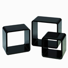 SET OF 3 BLACK SQUARE DECORATION BOXES 