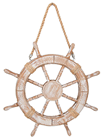 Wooden Ship''s Wheel with Rope 
