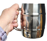 Silver Coloured Curve Sided Beer Tankard 