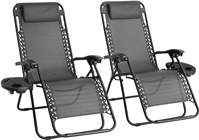 Reclining Zero Gravity Garden Sun Lounger Chairs - Set of 2