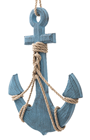 Blue Wooden Anchor with Rope