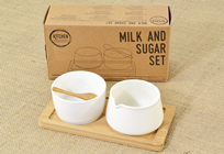 Porcelain Milk and Sugar Set with Bamb 