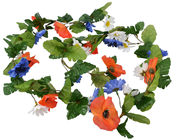 Red Poppy, White Daisy and Blue Cornflower Garland