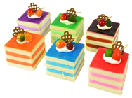 Decorated Mousse Cake Squares - Pk.6 