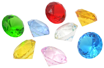 40mm Mixed Colour Diamond Cut K9 Crystal Glass Gems - Pk.8