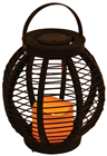 Rounded Rattan Solar LED Candle Lantern 