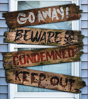 Haunted Window Boards with Warning Words 